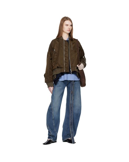 Sacai Brown Nylon Twill Bomber Jacket
