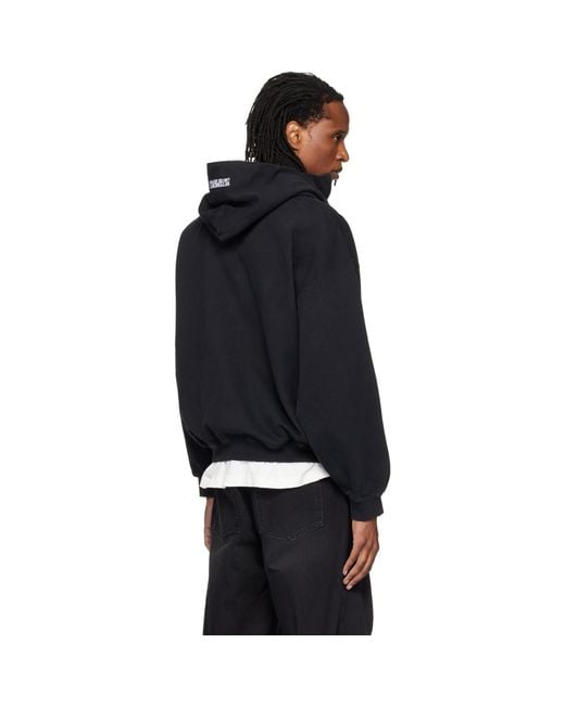 Vetements Black Upside-Down Zip Up Hoodie for men