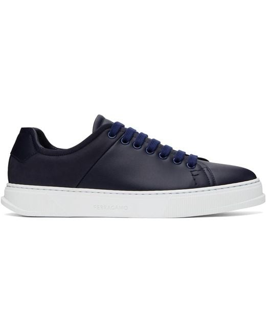 Ferragamo Blue Navy Low Cut Sneakers for men