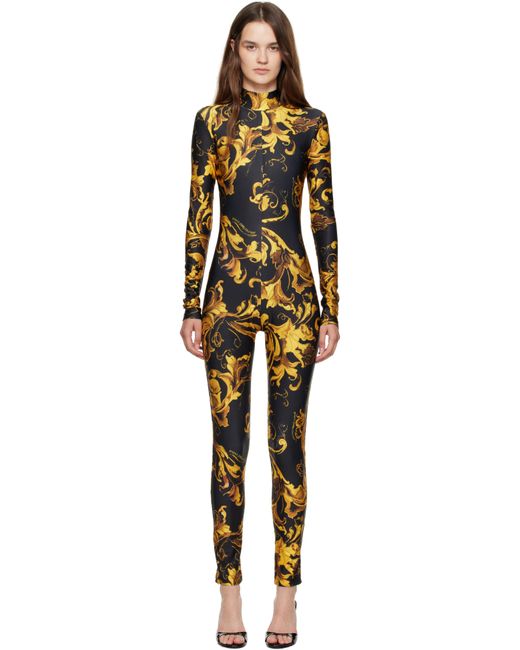 Versace Jeans Couture Black Barocco Porcelain Jumpsuit
