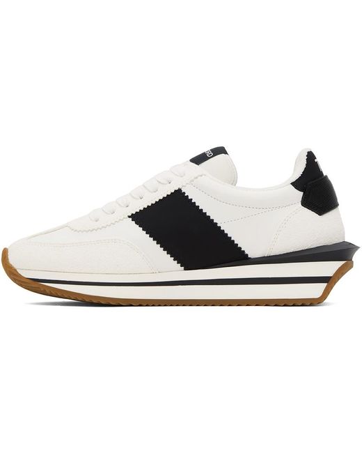 Tom Ford Black White Suede James Sneakers for men