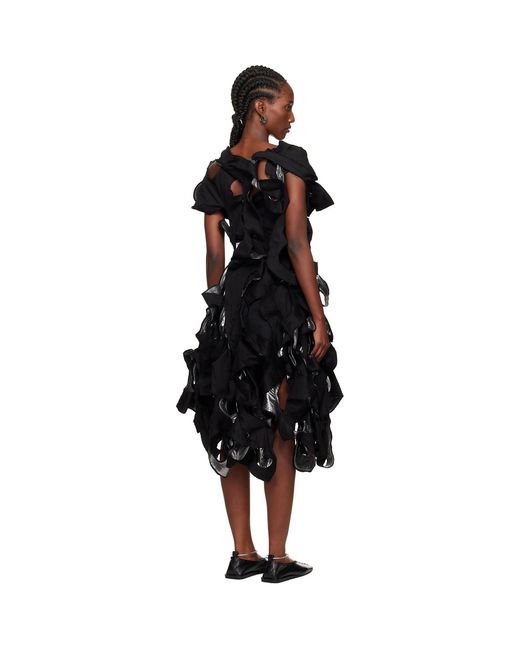 Yohji Yamamoto Black Gunmetal Cut-Out Midi Dress