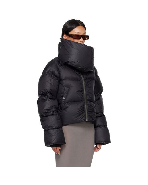 Rick Owens Black Tower Funnel Neck Down Jacket