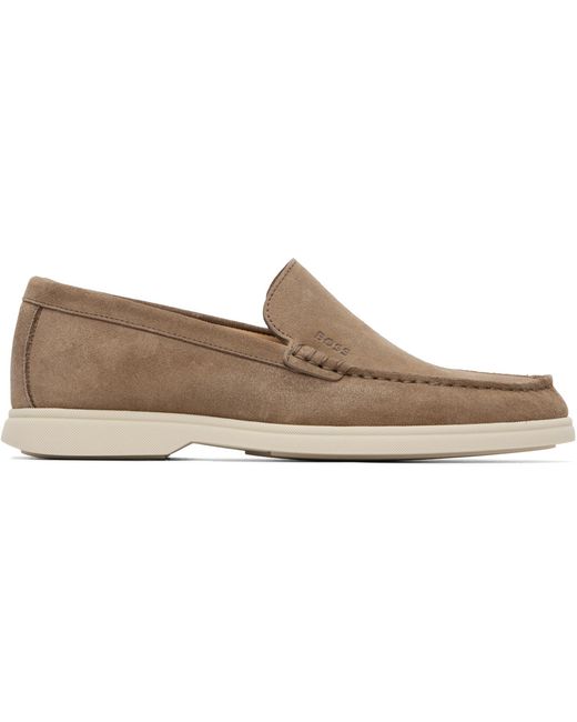 Boss Natural Deed-Logo Suede Loafers for men