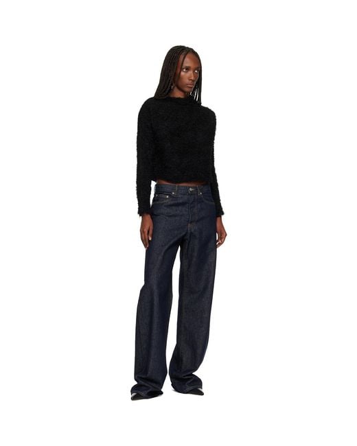 Issey Miyake Black Shifted Fuzzy Pleats Sweater