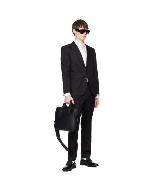 HUGO Black Stacked Logo Briefcase for men