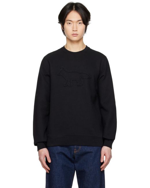 Maison Kitsuné Black Contour Fox Sweatshirt for men