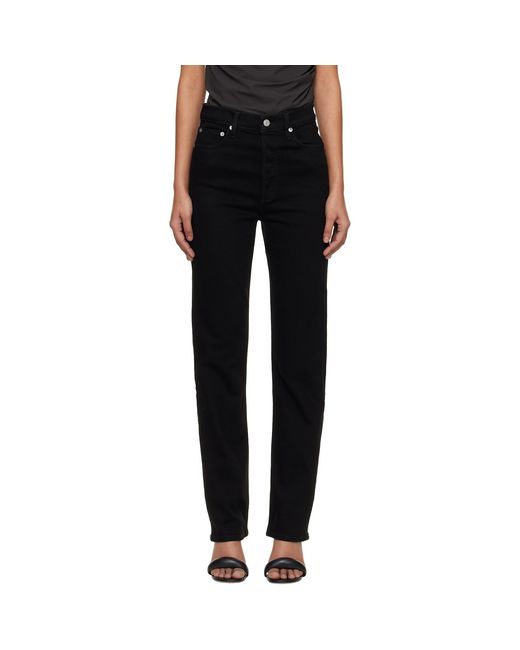 Agolde Black 90's Pinch Waist High Rise Straight Long Jeans