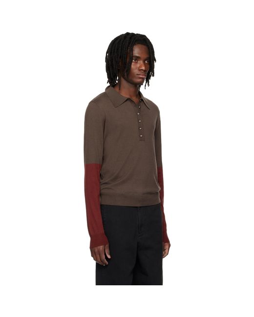 Entire studios Black Split Sleeve Polo for men