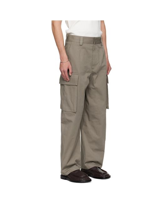 Bottega Veneta Multicolor Taupe Cotton Twill Cargo Pants for men