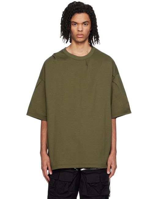 MASTERMIND WORLD Green Khaki Bonded T-Shirt for men