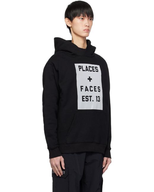 PLACES+FACES Black Places+faces Og Reflective Hoodie for men