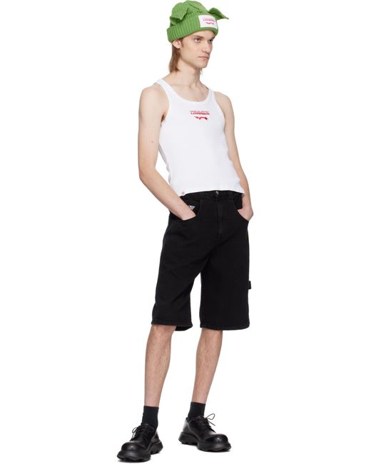 メンズ Charles Jeffrey ホワイト ロゴ タンクトップ Black