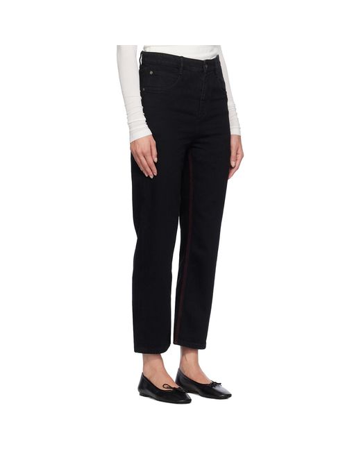 Fax Copy Express Black Stitch Straight-Leg Jeans