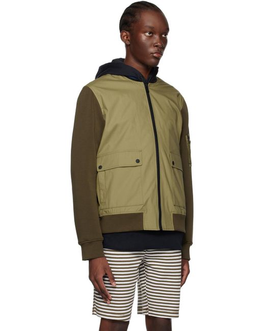 PS by Paul Smith Green Paneled Bomber Jacket for men
