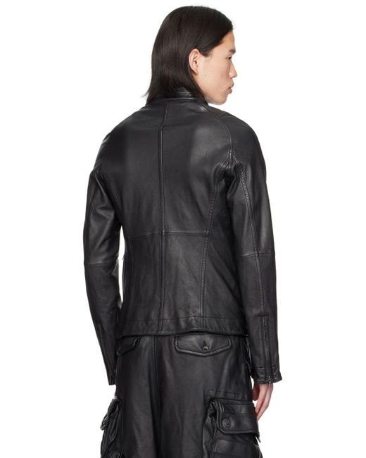 Julius Black Dimensional Leather Jacket for men
