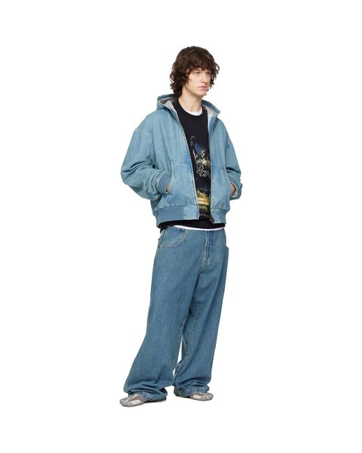 Vetements Blue Hooded Workwear Denim Jacket for men