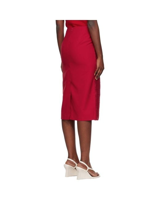 Pushbutton Red Fleece Combi H-Line Midi Skirt