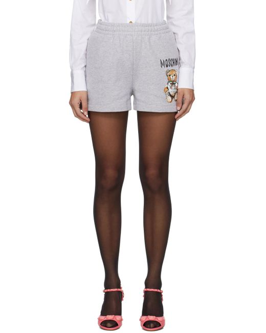 Moschino White Gray Printed Shorts
