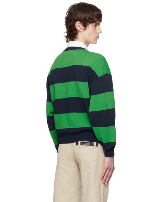 Coperni Green Striped Crewneck Sweater for men
