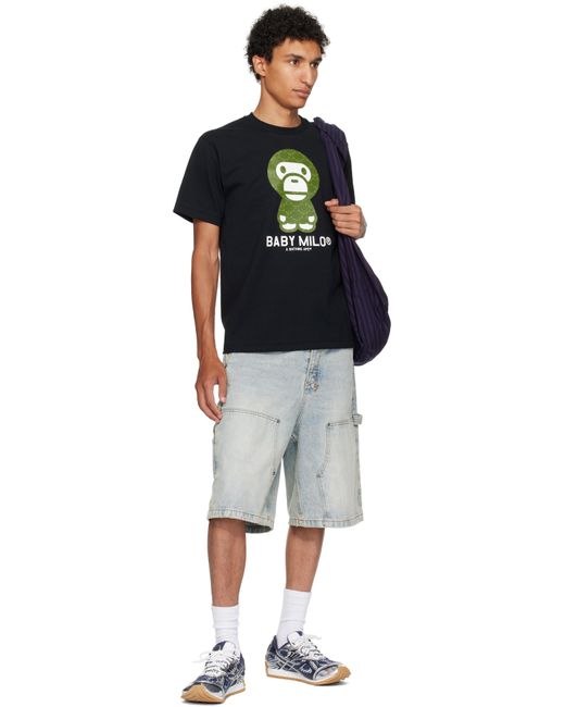 A Bathing Ape Black College Monogram Baby Milo T-Shirt for men