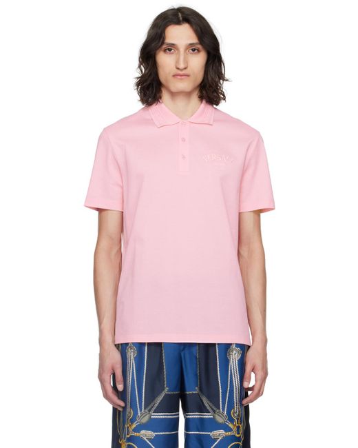 Versace Pink Milano Stamp Polo for men
