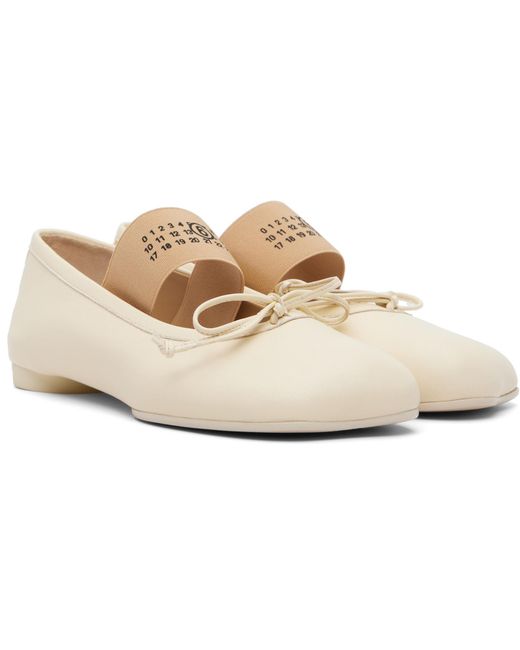 MM6 by Maison Margiela White Off- Anatomic Numeric Ballerina Flats