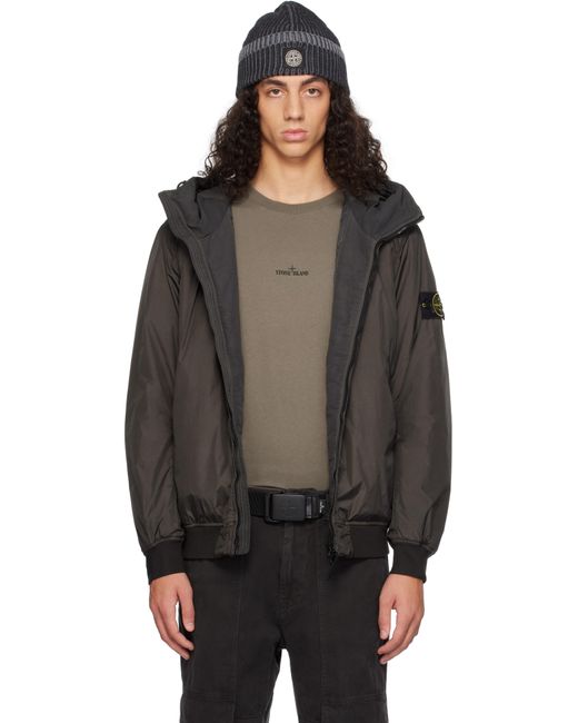 メンズ Stone Island グレー 40823 Crinkle Reps R-Ny ジャケット Black