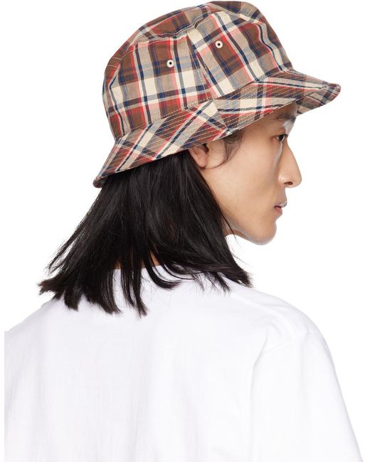 A Bathing Ape Brown Check Bucket Hat for men