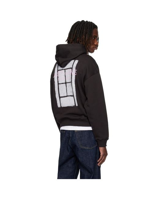 Lacoste Black Multi Print Fleece Hoodie for men