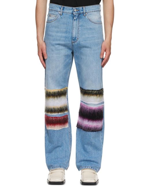 Marni Blue Mohair Patch Cropped Jeans for men