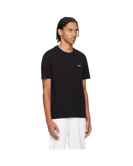 HUGO Black Logo-Print Cotton Jersey T-Shirt for men