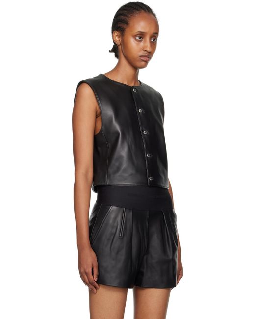 Alexander Wang Black Button Up Leather Vest