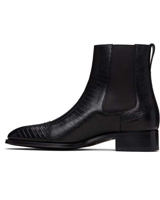 Tom Ford Black Printed Tejus Chelsea Boots for men