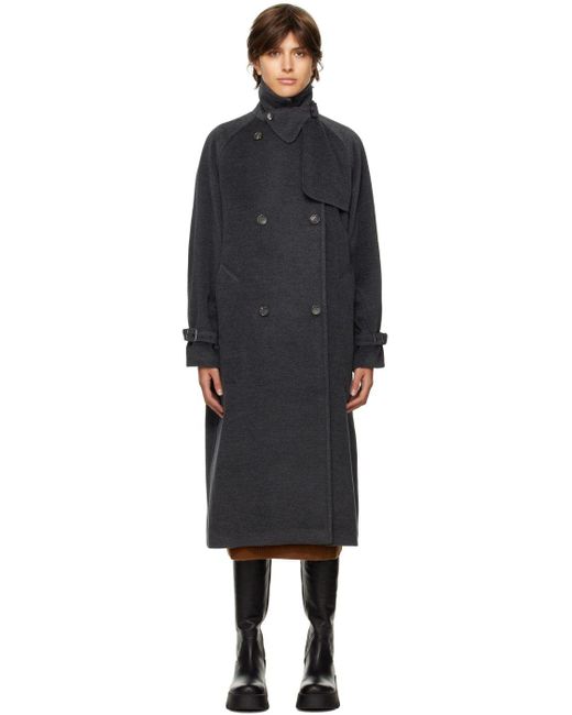 Max Mara Wool Gray Falesia Coat in Black | Lyst