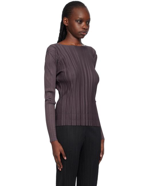 Pleats Please Issey Miyake Black Purple Soft Pleats Long Sleeve T-shirt