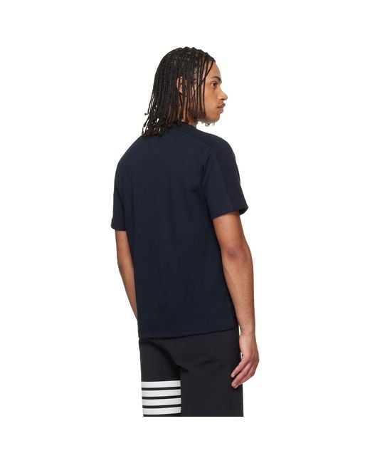 Thom Browne Blue Milano Cotton 4-Bar T-Shirt for men