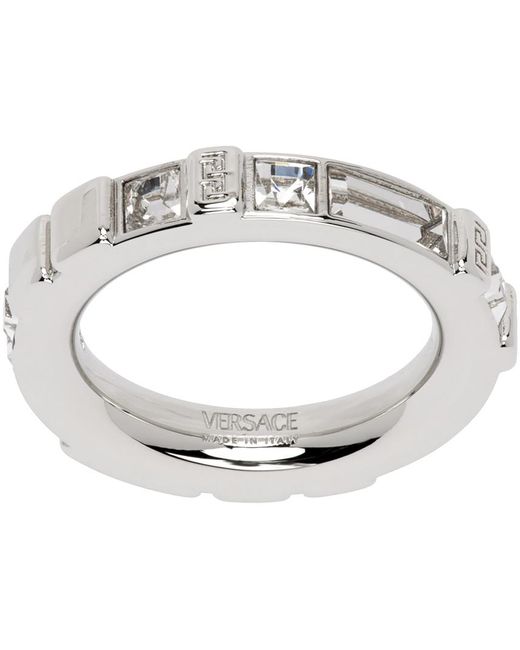 Bague argentée en métal Versace pour homme en coloris White