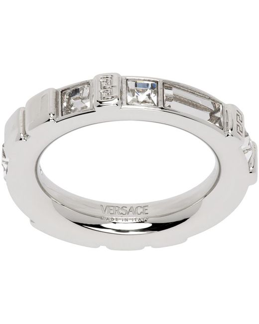 Versace White Silver Metal Ring for men