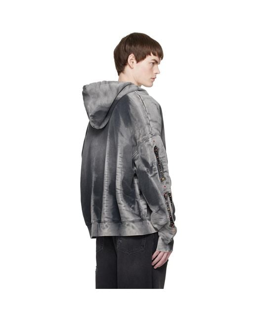 Amiri Black Bones Studded Oversized Zip Hoodie for men