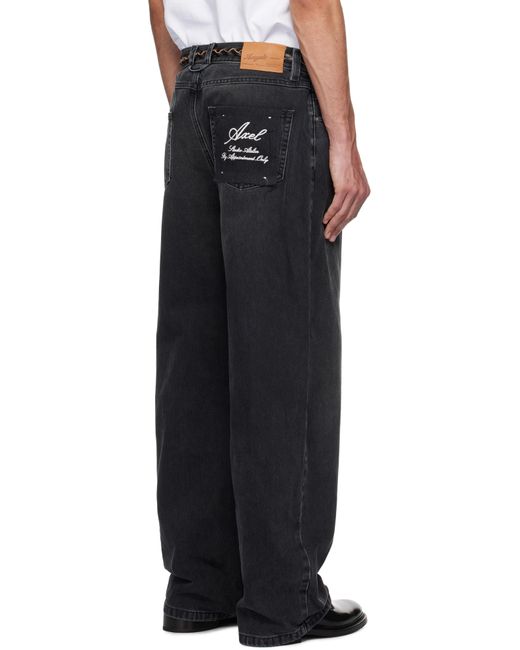 メンズ Axel Arigato ブラック Embroidered リラックス ジーンズ Black