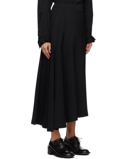 Y's Yohji Yamamoto Black Asymmetric Flare Maxi Skirt