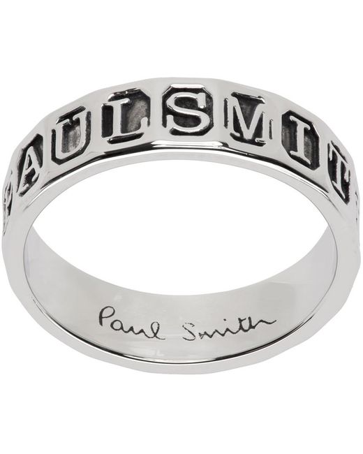 Bague argentée à logo gravé Paul Smith pour homme en coloris Metallic