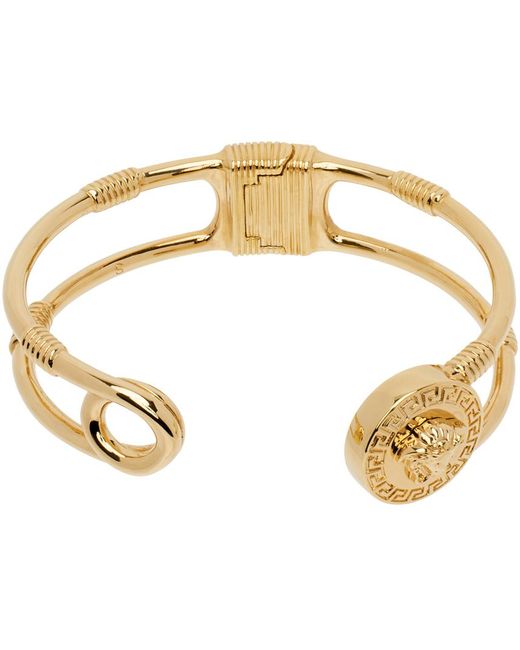 Versace Metallic Gold Safety Pin Bracelet