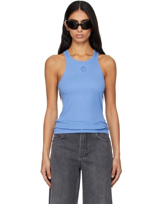 MARINE SERRE Blue Moon Logo Ribbed Jersey Tank Top