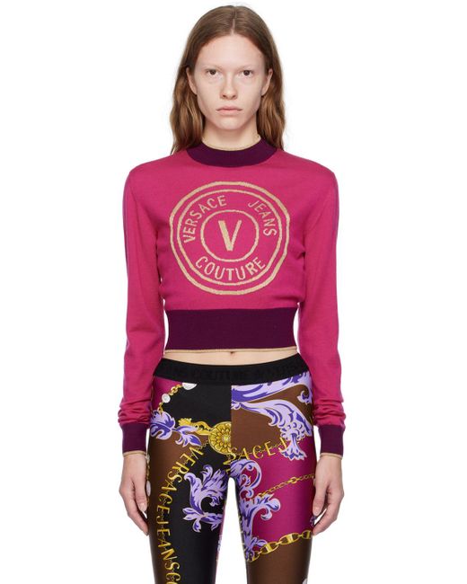Versace Red Pink V-emblem Sweater