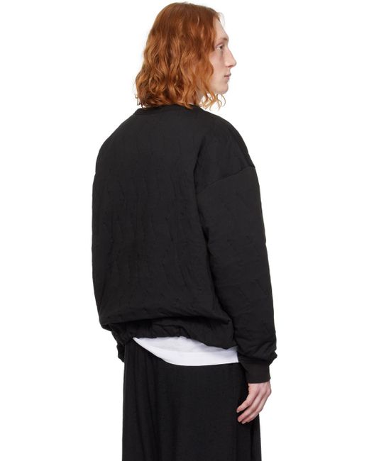 Dries Van Noten Black Quilted Sweatshirt for men