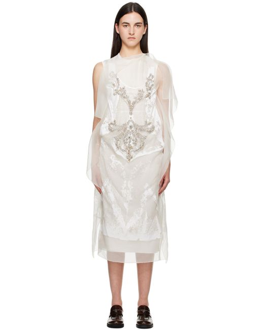 Erdem オフホワイト アシンメトリー カクテル ミディアムワンピース Black