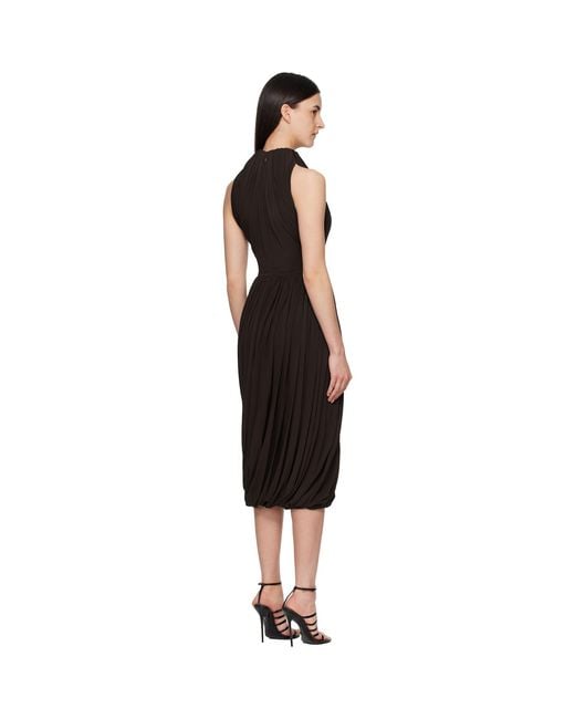 Alaïa Black Twisted Soft Jersey Midi Dress