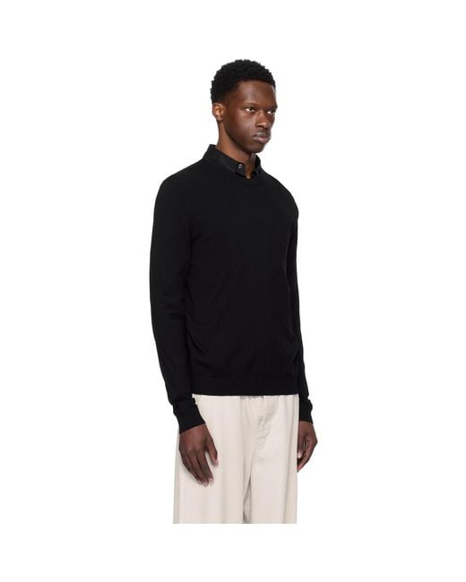 HUGO Black Regular Fit Crewneck Soft Yarns Sweater for men